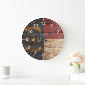 古い木製の穀物のノースカロライナの州の旗 ラージ壁時計 (ホーム)