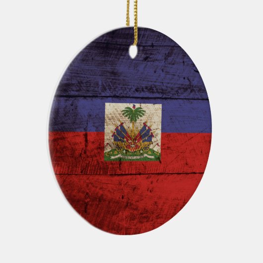古い木製の穀物のハイチの旗 セラミックオーナメント (右)