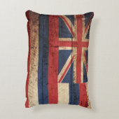 古い木製の穀物のハワイの州の旗 アクセントクッション (裏面(縦))