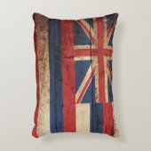 古い木製の穀物のハワイの州の旗 アクセントクッション (正面(垂直))