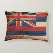 古い木製の穀物のハワイの州の旗 アクセントクッション (裏面)