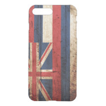 古い木製の穀物のハワイの州の旗