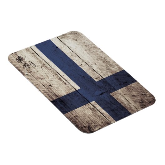 古い木製の穀物のフィンランドの旗 マグネット (右側)