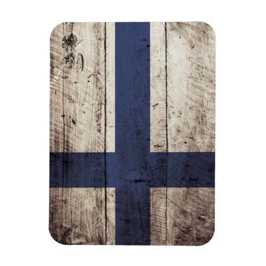 古い木製の穀物のフィンランドの旗 マグネット (縦)