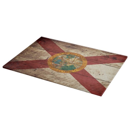 古い木製の穀物のフロリダの州の旗 カッティングボード (角)