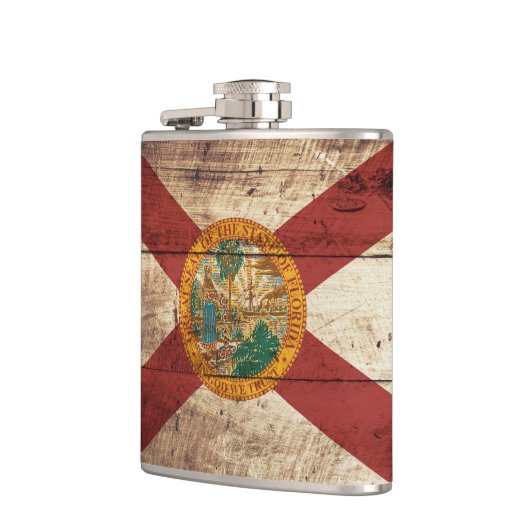 古い木製の穀物のフロリダの州の旗 フラスク (左)