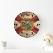 古い木製の穀物のフロリダの州の旗 ラージ壁時計 (ホーム)