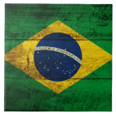 古い木製の穀物のブラジルの旗 タイル (正面)