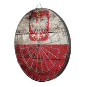 古い木製の穀物のポーランドの旗 ダーツボード (正面右)