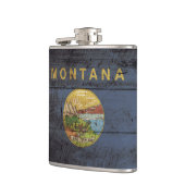 古い木製の穀物のモンタナの州の旗 フラスク (左)