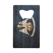 古い木製の穀物のルイジアナの州の旗 クレジットカード栓抜き (正面)