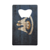 古い木製の穀物のルイジアナの州の旗 クレジットカード栓抜き (裏面)