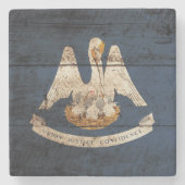 古い木製の穀物のルイジアナの州の旗 ストーンコースター (正面)