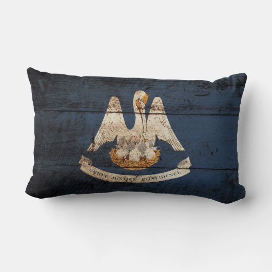 古い木製の穀物のルイジアナの州の旗 ランバークッション (裏面)