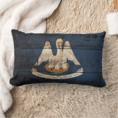 古い木製の穀物のルイジアナの州の旗 ランバークッション (ブランケット)