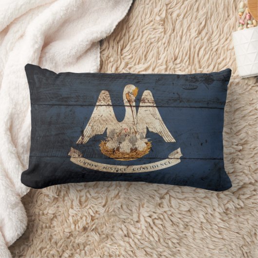 古い木製の穀物のルイジアナの州の旗 ランバークッション (ブランケット)