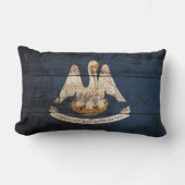 古い木製の穀物のルイジアナの州の旗 ランバークッション (正面)