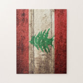 古い木製の穀物のレバノンの旗 ジグソーパズル (縦)