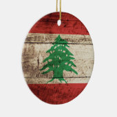 古い木製の穀物のレバノンの旗 セラミックオーナメント (右)