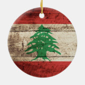 古い木製の穀物のレバノンの旗 セラミックオーナメント (裏面)