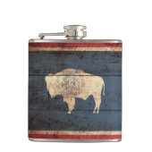 古い木製の穀物のワイオミングの州の旗 フラスク (正面)