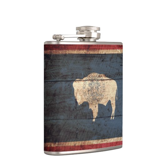 古い木製の穀物のワイオミングの州の旗 フラスク (右)