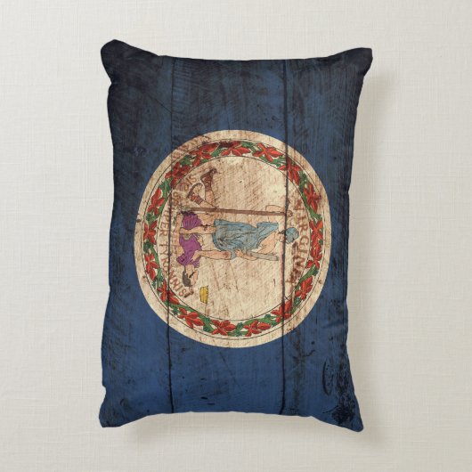 古い木製の穀物のヴァージニアの州の旗 アクセントクッション (裏面(縦))