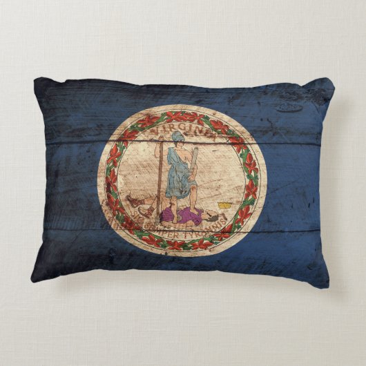 古い木製の穀物のヴァージニアの州の旗 アクセントクッション (裏面)