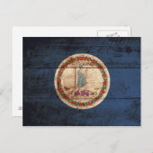 古い木製の穀物のヴァージニアの州の旗 ポストカード (正面/裏面)