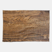 古い木製の穀物の一見 キッチンタオル (横)