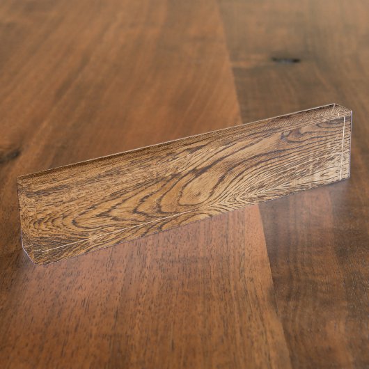 古い木製の穀物の一見 デスクネームプレート (側面)