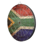 古い木製の穀物の南アフリカ共和国の旗 ダーツボード (正面右)