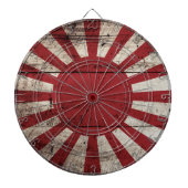古い木製の穀物の日本朝日旗 ダーツボード (正面)