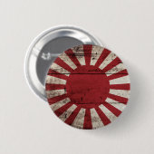 古い木製の穀物の日本朝日旗 缶バッジ (正面&裏面)