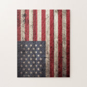 古い木製の穀物の米国旗 ジグソーパズル (縦)