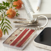 古い木製の穀物のWashington D.C.の旗 キーホルダー (正面右)