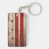 古い木製の穀物のWashington D.C.の旗 キーホルダー (裏面)