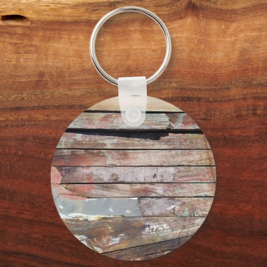 古い木製の素朴なボートの木の板 キーホルダー (正面)