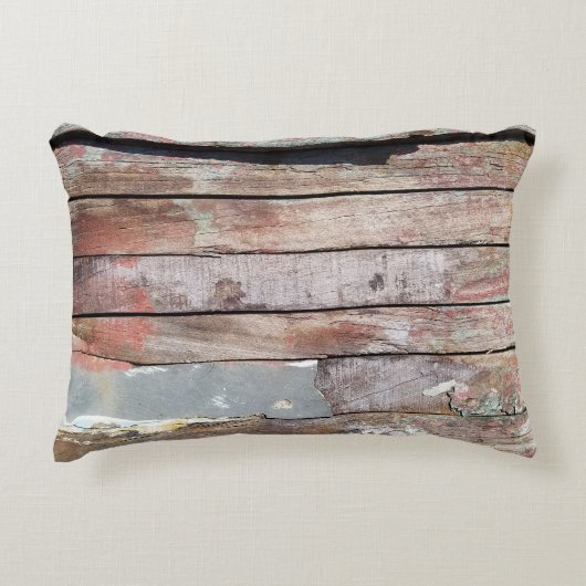 古い木製の素朴なボート木製の板 アクセントクッション (正面)