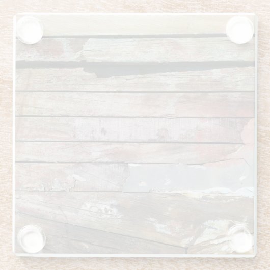 古い木製の素朴なボート木製の板 ガラスコースター (裏面)