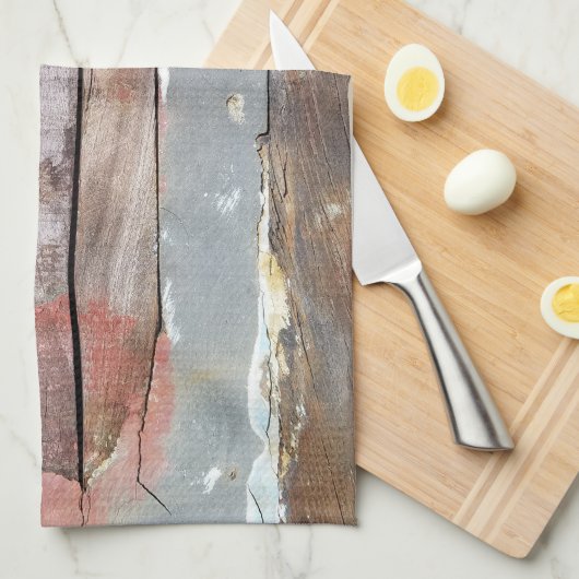 古い木製の素朴なボート木製の板 キッチンタオル (四つ折り)