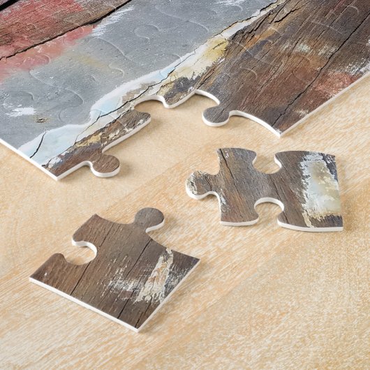 古い木製の素朴なボート木製の板 ジグソーパズル (側面)
