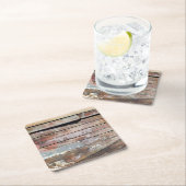 古い木製の素朴なボート木製の板 スクエアペーパーコースター (インサイチュ)