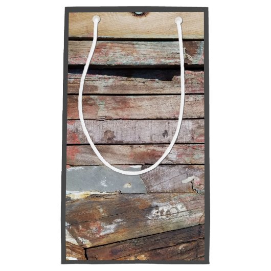 古い木製の素朴なボート木製の板 スモールペーパーバッグ (正面)