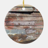 古い木製の素朴なボート木製の板 セラミックオーナメント (裏面)