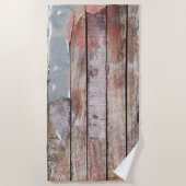 古い木製の素朴なボート木製の板 ビーチタオル (正面)