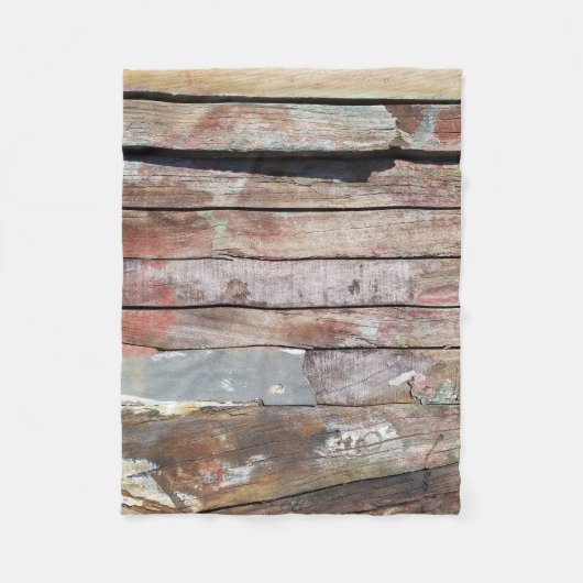 古い木製の素朴なボート木製の板 フリースブランケット (正面)