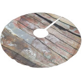 古い木製の素朴なボート木製の板 ブラッシュドポリエステルツリースカート (アングル)