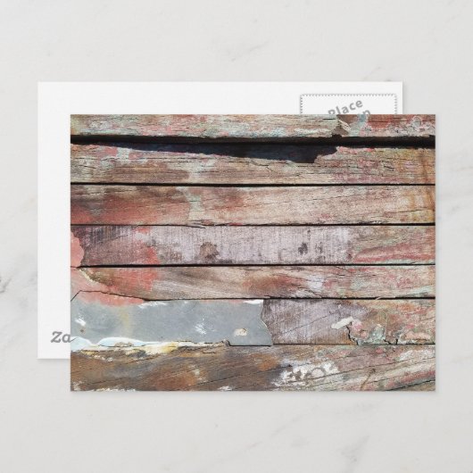 古い木製の素朴なボート木製の板 ポストカード (正面/裏面)