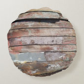 古い木製の素朴なボート木製の板 ラウンドクッション (裏面)